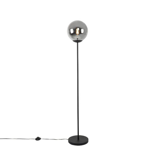 Art Deco floor lamp black with smoke glass - Pallon Mezzi Art Deco floor lamp black with smoke glass - Pallon Mezzi