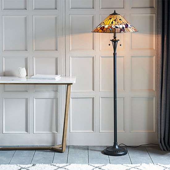 Bauchi Tiffany Glass Floor Lamp In Dark Bronze Bauchi Tiffany Glass Floor Lamp In Dark Bronze