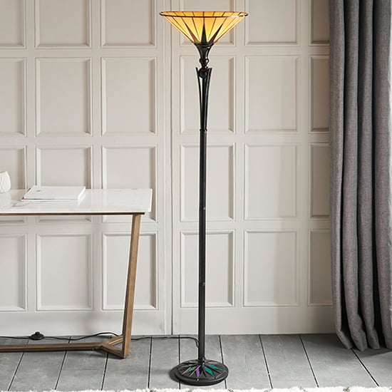 Dark Star Tiffany Glass Uplighter Floor Lamp In Dark Bronze Dark Star Tiffany Glass Uplighter Floor Lamp In Dark Bronze
