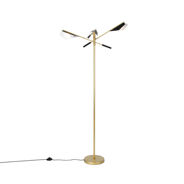 Design floor lamp black with gold 3-light - Sinem Design floor lamp black with gold 3-light - Sinem