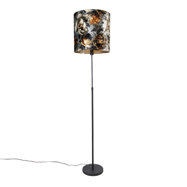Floor lamp black floral design 40 cm adjustable - Parte Floor lamp black floral design 40 cm adjustable - Parte