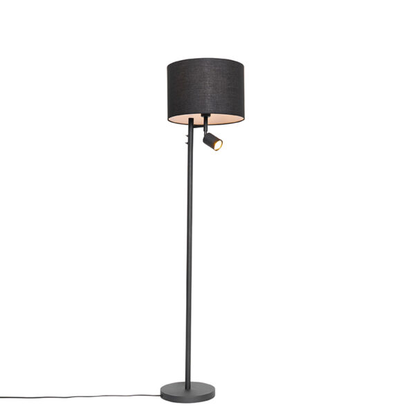 Floor lamp black with white inside and reading lamp - Jelena Floor lamp black with white inside and reading lamp - Jelena