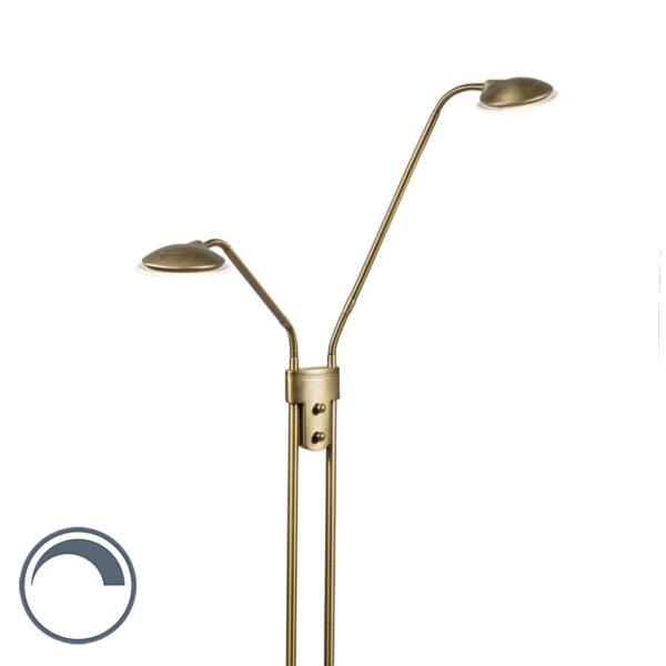 Modern floor lamp bronze with reading lamp incl. LED - Eva Modern floor lamp bronze with reading lamp incl. LED - Eva
