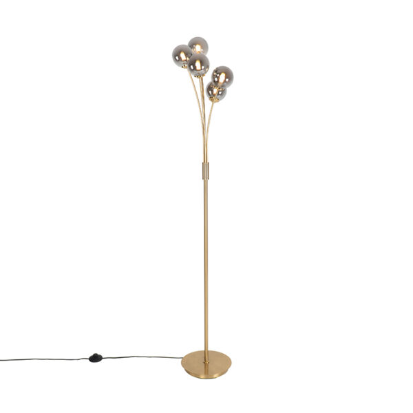 Modern floor lamp gold 5-light with smoke glass - Athens Modern floor lamp gold 5-light with smoke glass - Athens