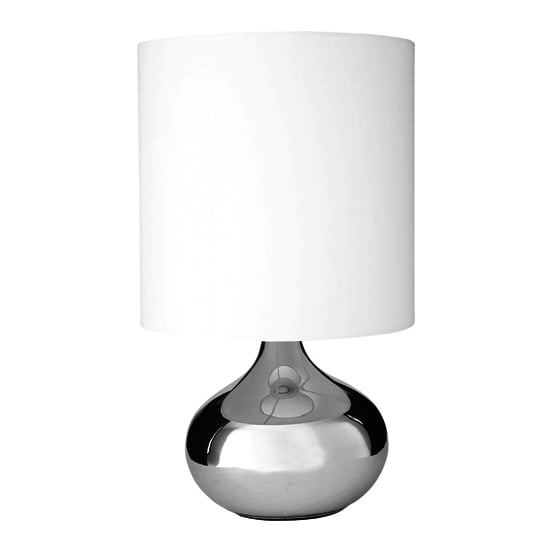 Nikowi White Fabric Shade Table Lamp With Chrome Metal Base Nikowi White Fabric Shade Table Lamp With Chrome Metal Base