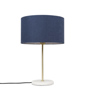 Brass table lamp with blue shade 35 cm - Kaso