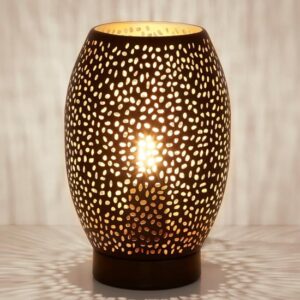 Laser Cut Metal Table Lamp In Black