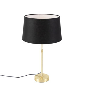 Table lamp gold / brass with linen shade black 35 cm - Parte