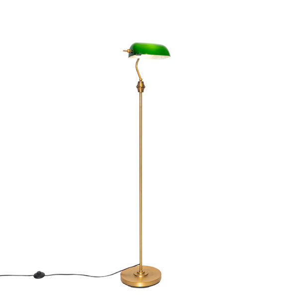 Classic notary floor lamp bronze with green glass - Banker Classic notary floor lamp bronze with green glass - Banker