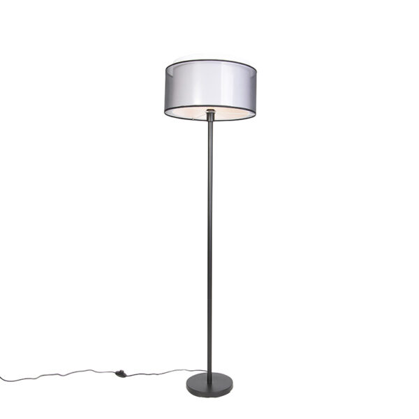 Design floor lamp black with black and white shade 47 cm - Simplo Design floor lamp black with black and white shade 47 cm - Simplo