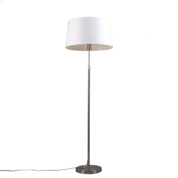 Floor Lamp Steel with 45cm White Shade - Parte Floor Lamp Steel with 45cm White Shade - Parte