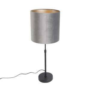 Modern table lamp black fabric shade gray 25 cm adjustable - Parte