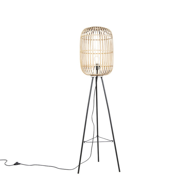 Smart rural floor lamp rattan incl. WiFi A60 - Manila