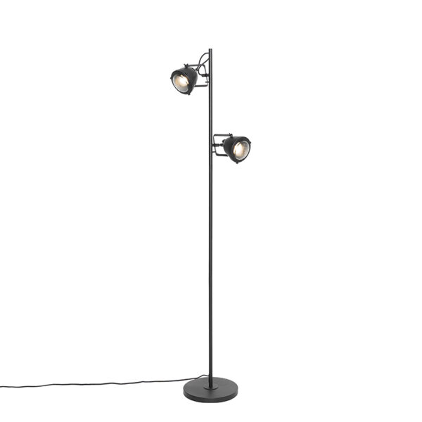 Industrial floor lamp black 2 lights - Emado Industrial floor lamp black 2 lights - Emado