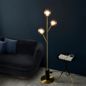 Quincy 3 Lights Glass Shade Floor Lamp In Satin Brass Quincy 3 Lights Glass Shade Floor Lamp In Satin Brass