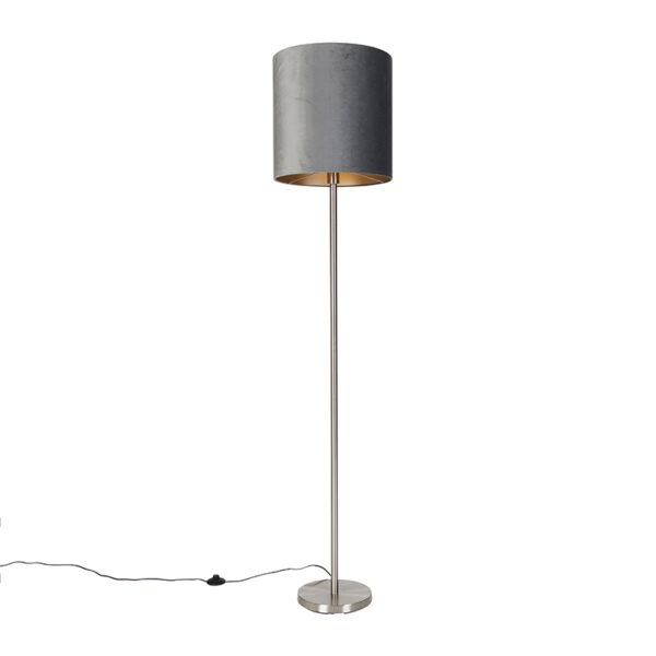 Modern floor lamp steel fabric shade gray 40 cm - Simplo Modern floor lamp steel fabric shade gray 40 cm - Simplo
