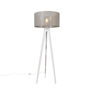 Modern floor lamp tripod white with shade taupe 50 cm - Tripod Classic