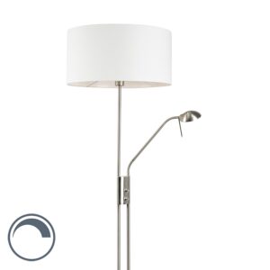 Floor lamp steel and white with adjustable reading arm incl. LED - Luxor