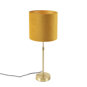 Table lamp gold / brass with velor shade yellow 25 cm - Parte
