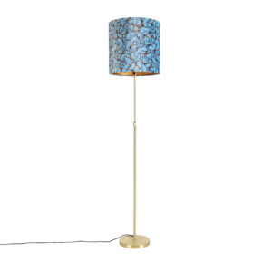 Floor lamp gold / brass with velor shade butterflies 40/40 cm - Parte