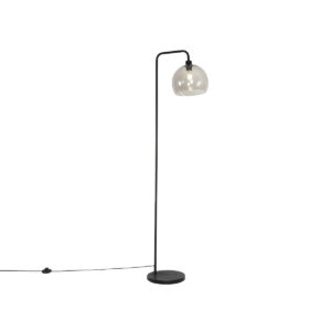 Smart floor lamp black with smoke glass incl. WiFi A60 - Maly