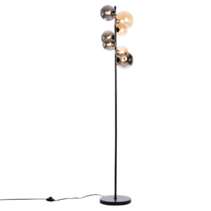 Art Deco floor lamp black with smoke and gold 7-lights incl. G9 - Wess