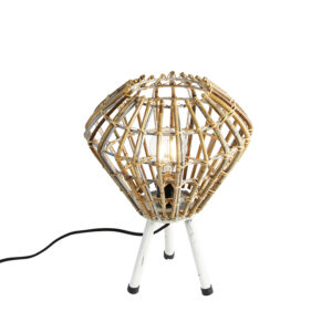 Rural table lamp tripod bamboo with white - Canna Diamond