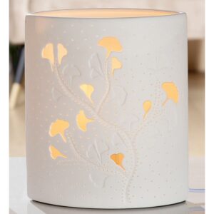 Allegan Porcelain Ginkgo Design Table Lamp In White
