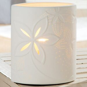 Allegan Small Porcelain Floral Design Table Lamp In White