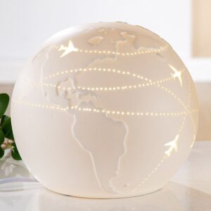 Allegan Small Porcelain World Map Table Lamp In White