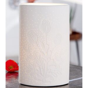Allston Wide Porcelain Floral Design Table Lamp In White