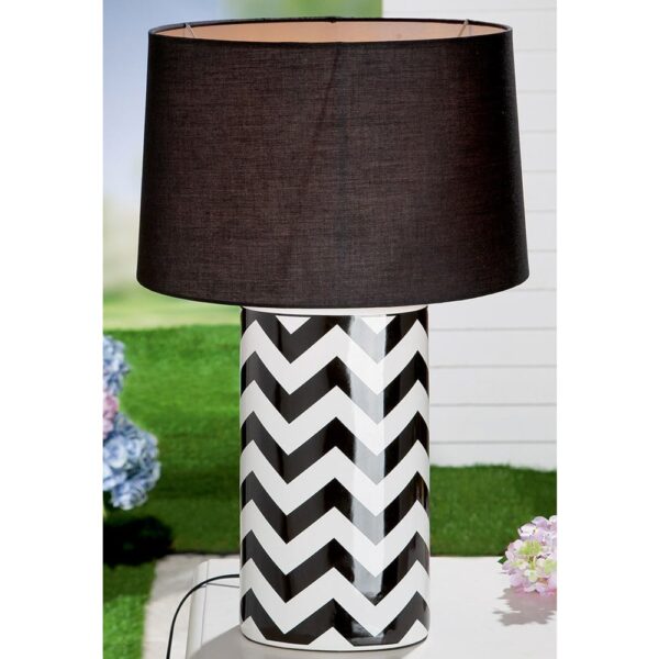 Allston Ceramics Zig Zag Table Lamp In Black And White
