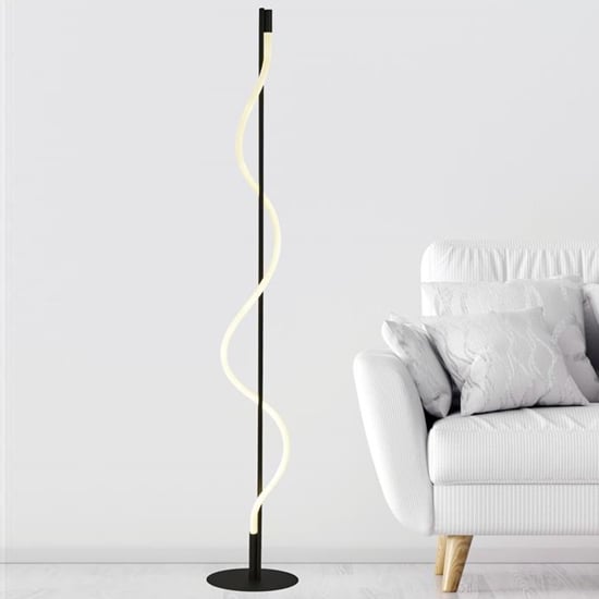 Serpent LED Opal Snaked Floor Lamp In Matt Black