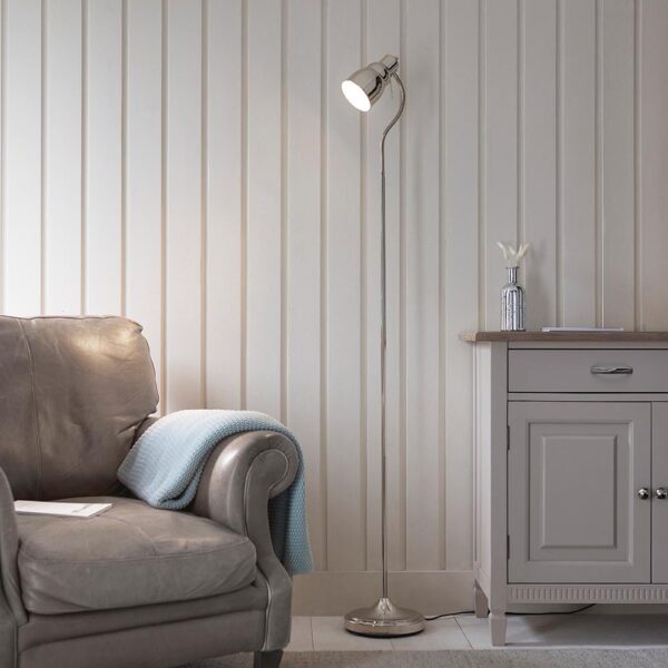 Canton Metal Floor Lamp In Bright Nickel