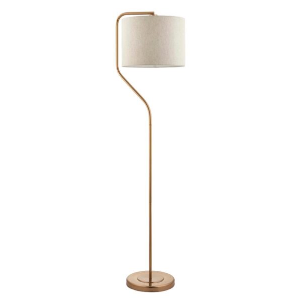 Carlton Fabric Floor Lamp In Brushed Aged Brass