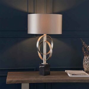 Carson Mink Fabric Table Lamp In Antique Silver