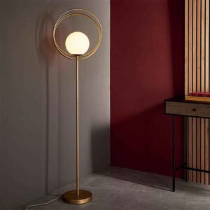 Edinboro Metal Floor Lamp In Brushed Gold