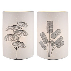 Allegan White Porcelain Floral Design Table Lamp In Pair