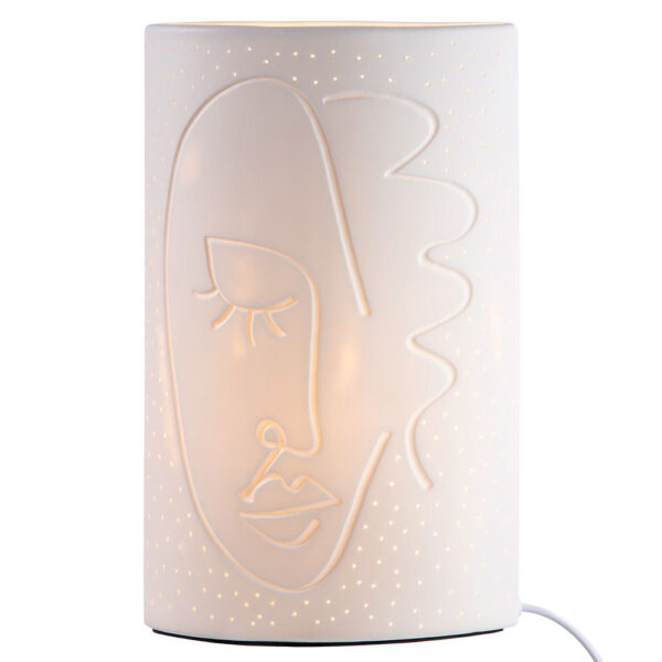 Allegan Large Porcelain Face Design Table Lamp In White