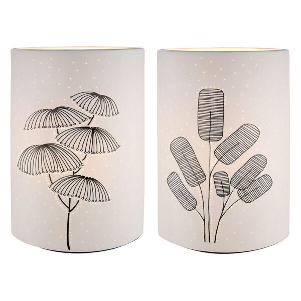 Allegan White Porcelain Floral Design Table Lamp In Pair