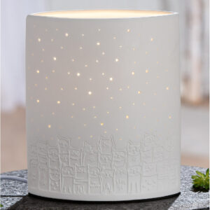 Belvaro Porcelain Cat Table Lamp in White