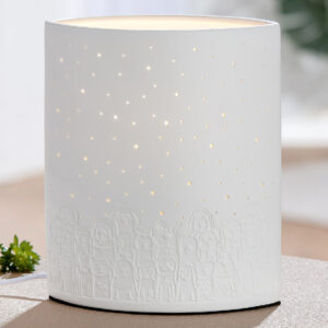 Belvaro Porcelain Dog Table Lamp in White