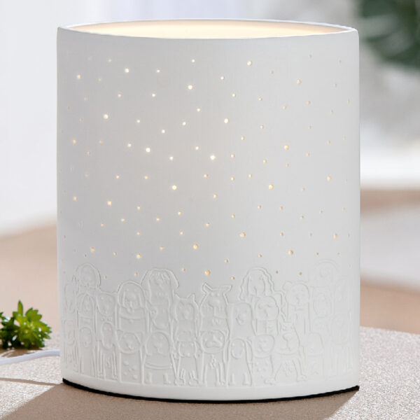 Belvaro Porcelain Dog Table Lamp in White