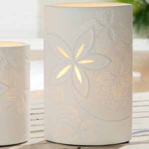 Allegan Large Porcelain Floral Design Table Lamp In White